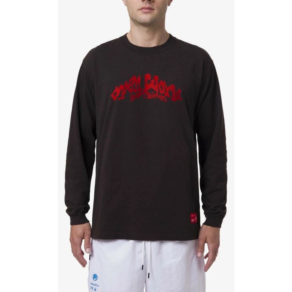 100 Thieves Open World Underworld Long Sleeve Tee Sz LARGE made in USA Black